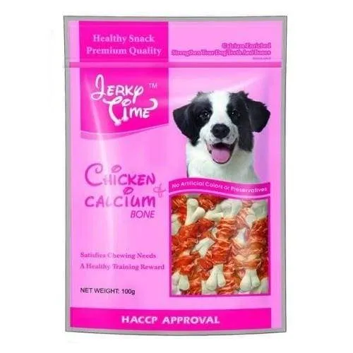 Jerky Time Chicken & Calcium Bone 100g Dog Treats