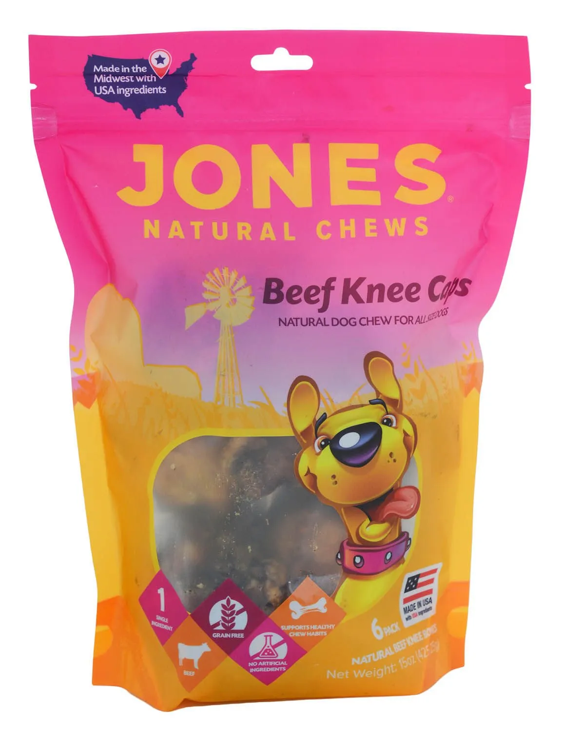 Jones Natural Chews Beef Kneecaps, 6 pk