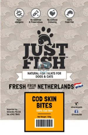 Just Fish Cod Skin Bites Dog Cats Pet Treats
