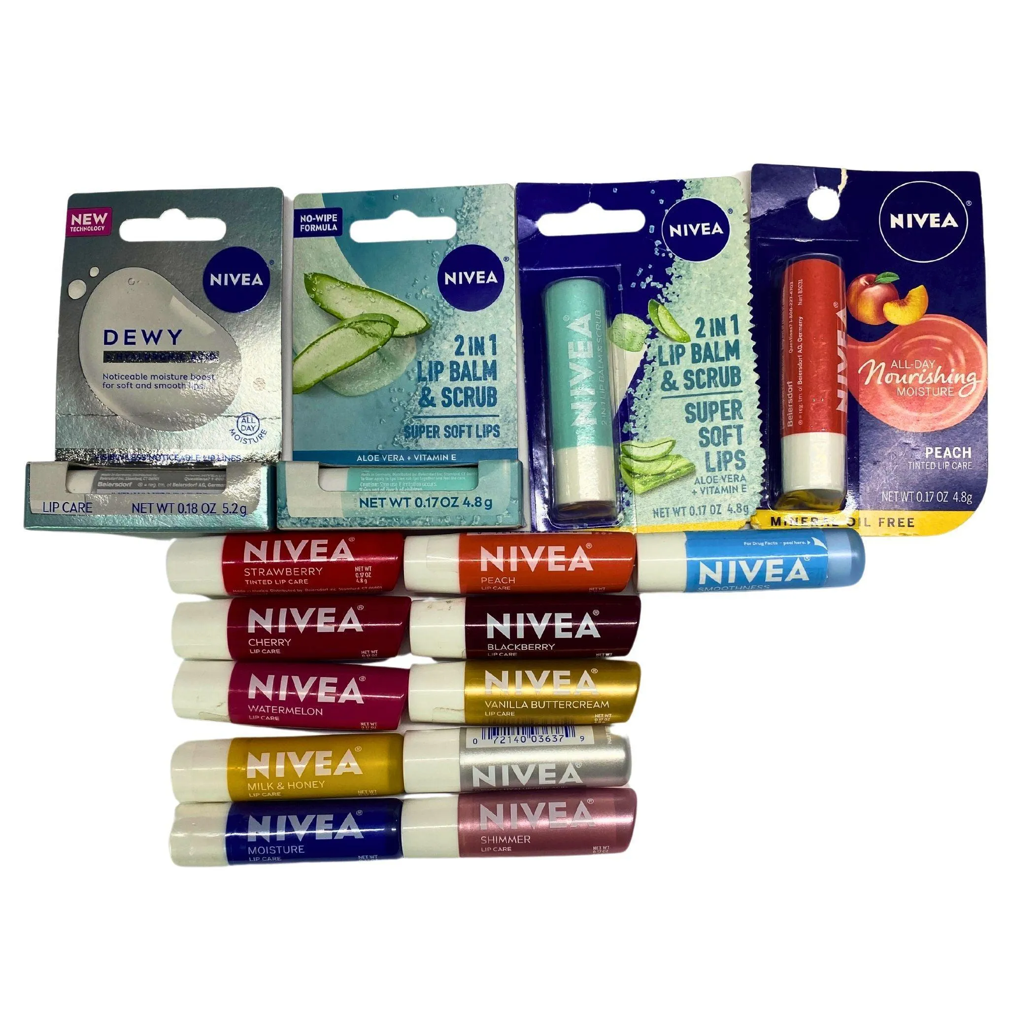 Nivea Lip Balms and Lip Scrubs Different Flavors 0.17OZ & 0.18OZ (144 Pcs Lot)