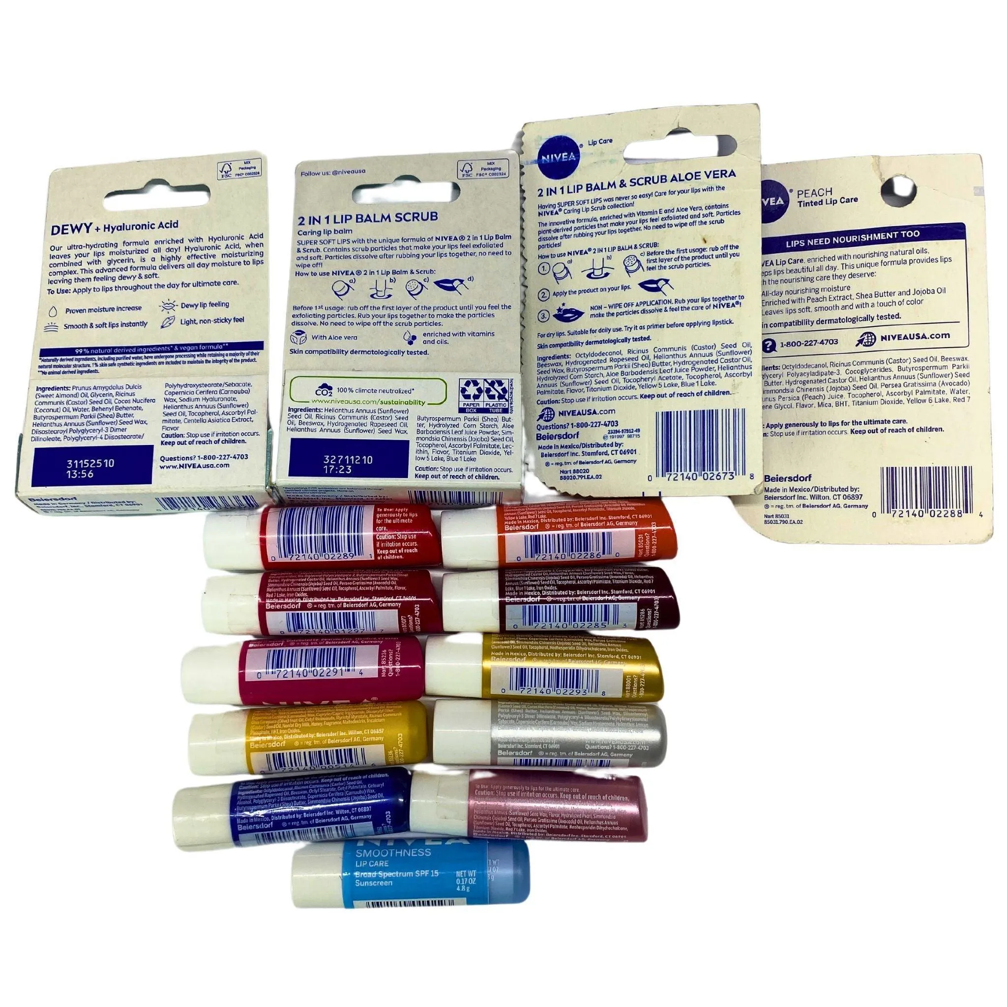 Nivea Lip Balms and Lip Scrubs Different Flavors 0.17OZ & 0.18OZ (144 Pcs Lot)