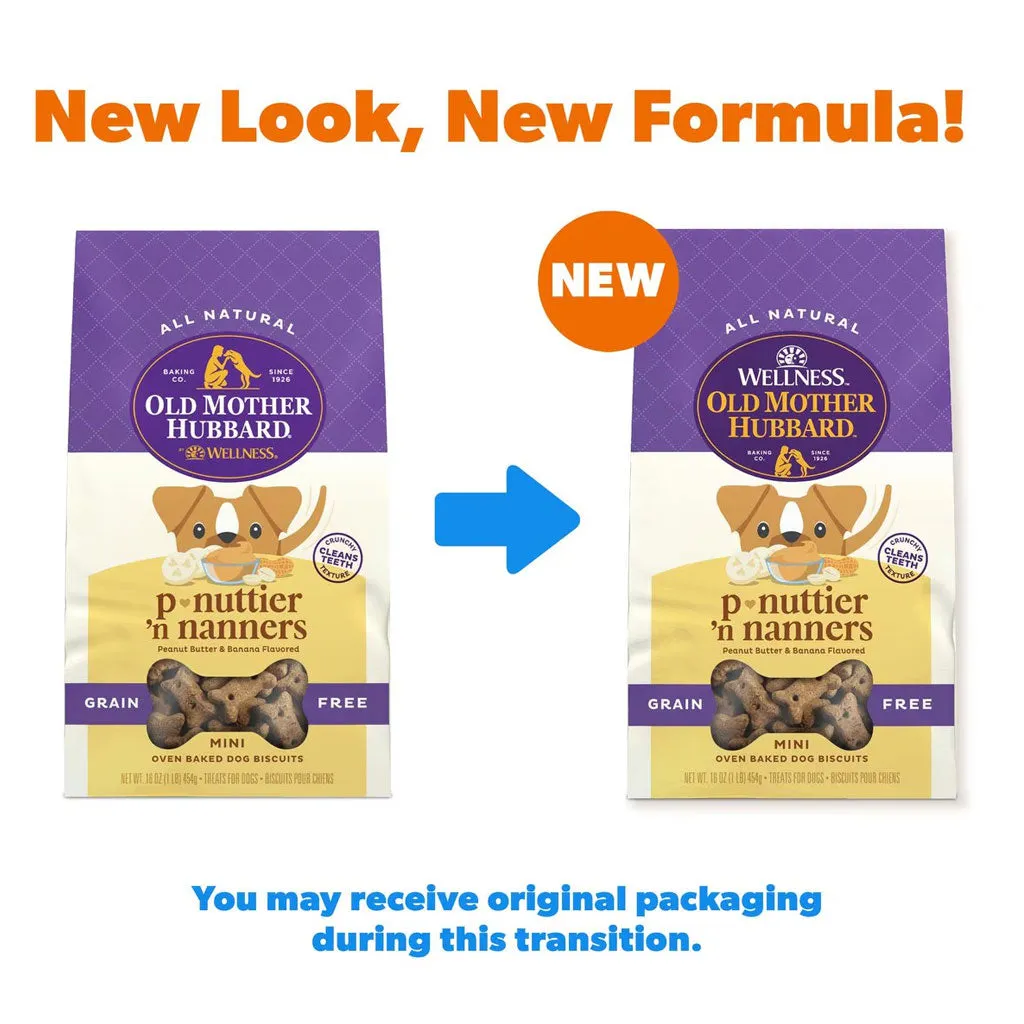 Old Mother Hubbard Grain-Free Mini P-Nuttier 'N Nanners Peanut Butter & Banana Flavored Dog Treats, 16-oz