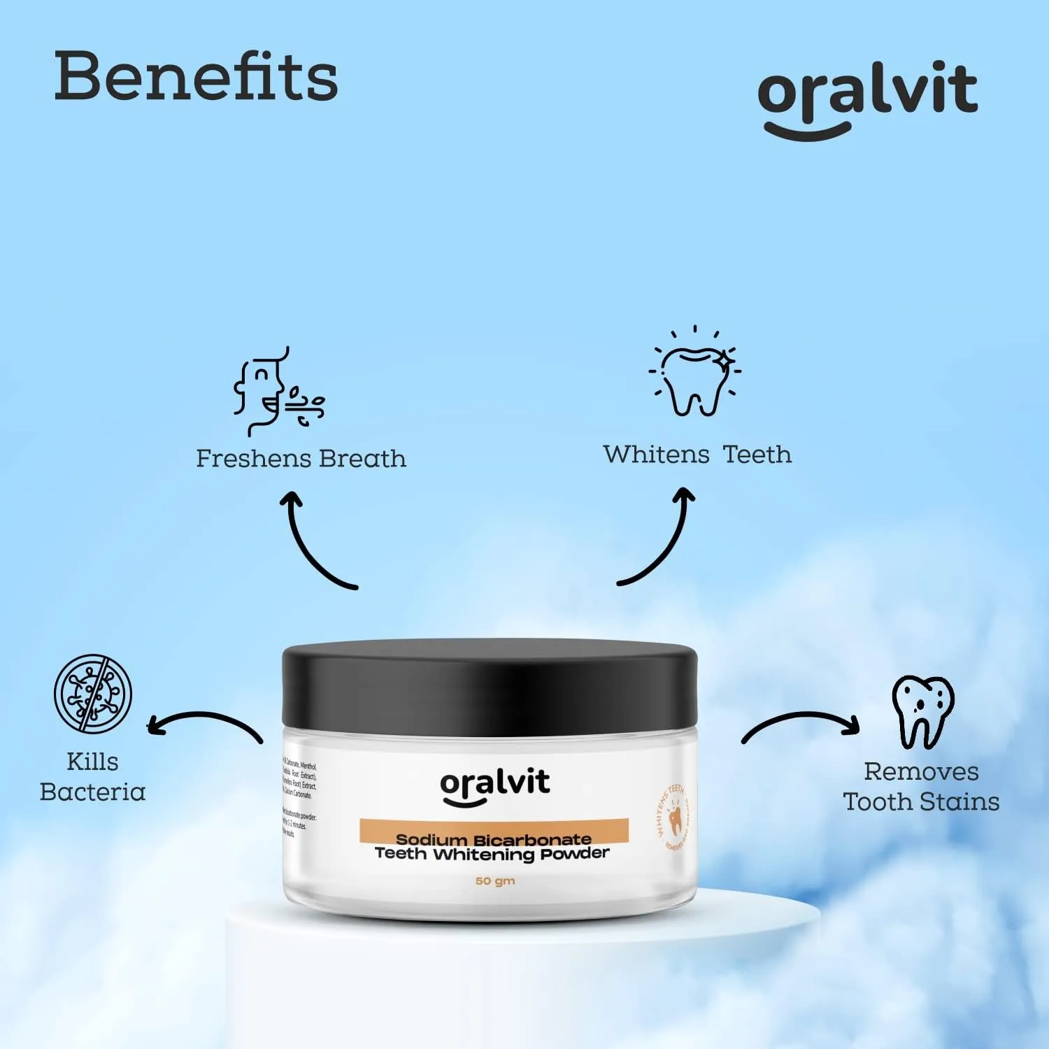 Oralvit Mouth Freshner Combo | Anti - Plaque Mouthwash & Sodium Bicarbonate Teeth Whitening Powder | For Dental Hygiene and Freshness - Thyme  (300ml, 50g)