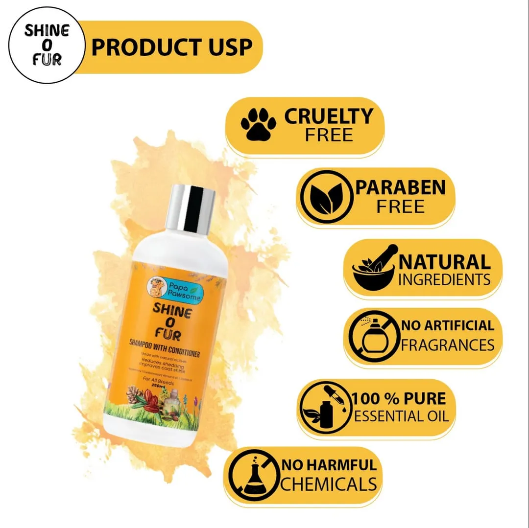 Papa Pawsome Shine o Fur Shampoo with conditioner For Dogs 250ml