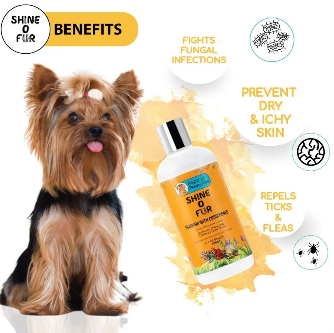 Papa Pawsome Shine o Fur Shampoo with conditioner For Dogs 250ml