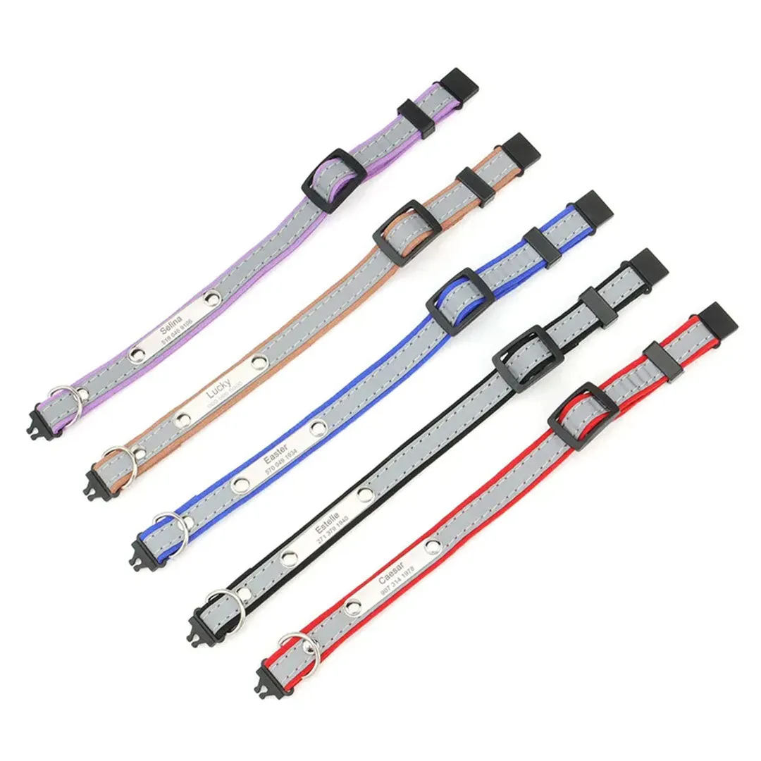 Personalized Reflective Pet Collar with Engraved ID Tag