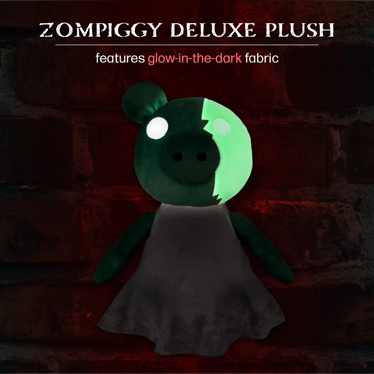 PIGGY ZomPiggy Plush Stuffed Animal Toy with Light Up Eye and Sounds, 13"