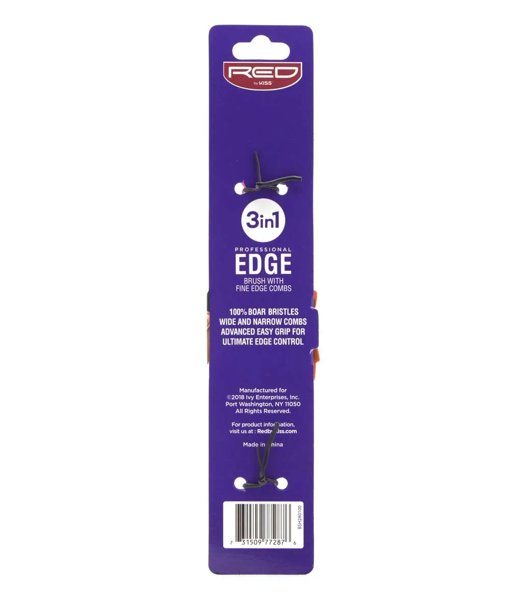 Red By Kiss 3-In-1 100% Soft Boar Edge Brush With Fine Edge Combs #HH71