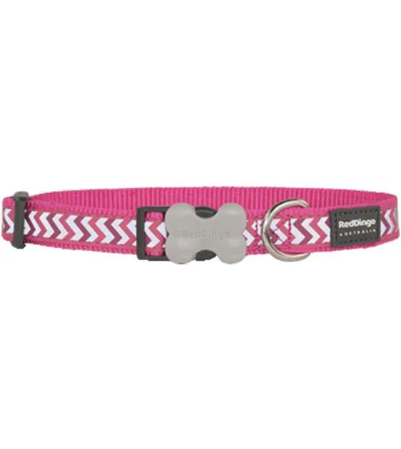 Red Dingo Reflective Ziggy Dog Collar (Hot Pink)