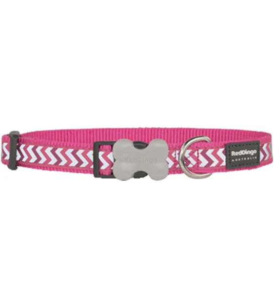 Red Dingo Ziggy Reflective Dog Collar (Hot Pink)