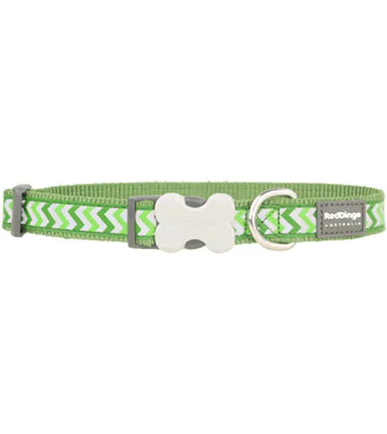 Red Dingo Ziggy Reflective Dog Collar (Lime Green)