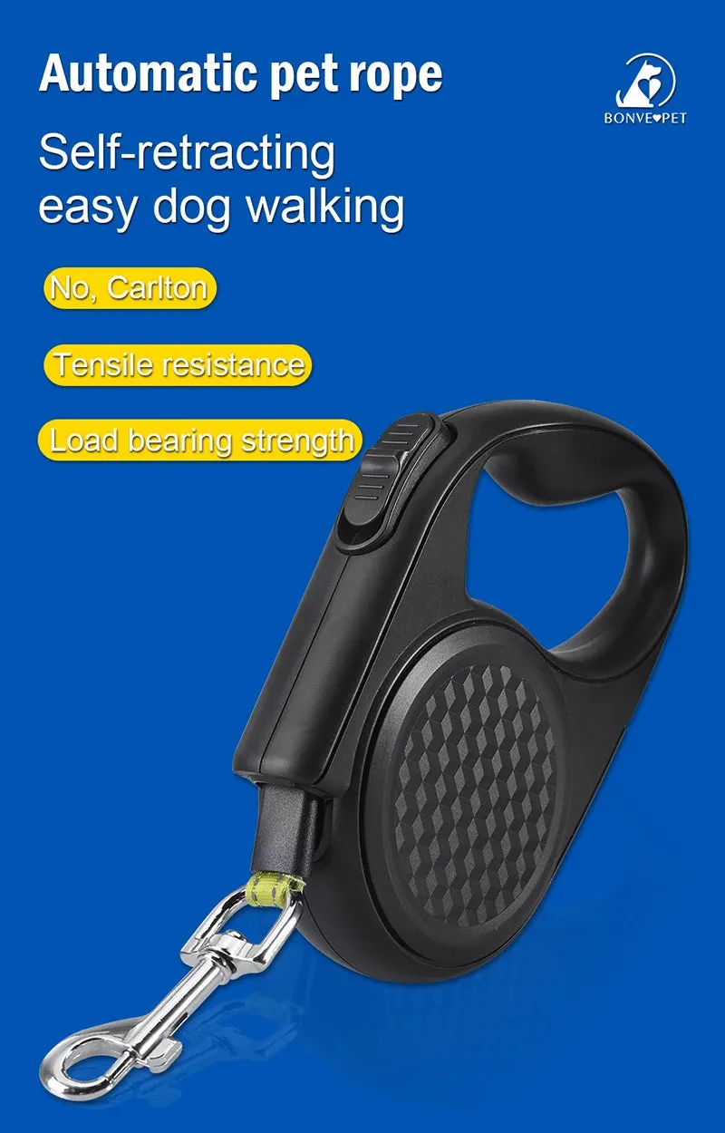 Retractable Dog Leash with Reflective Strip - 5m, for Dogs up to 20kg