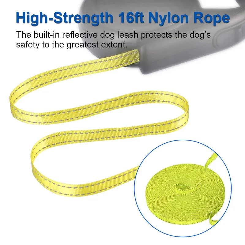 Retractable Dog Leash with Reflective Strip - 5m, for Dogs up to 20kg
