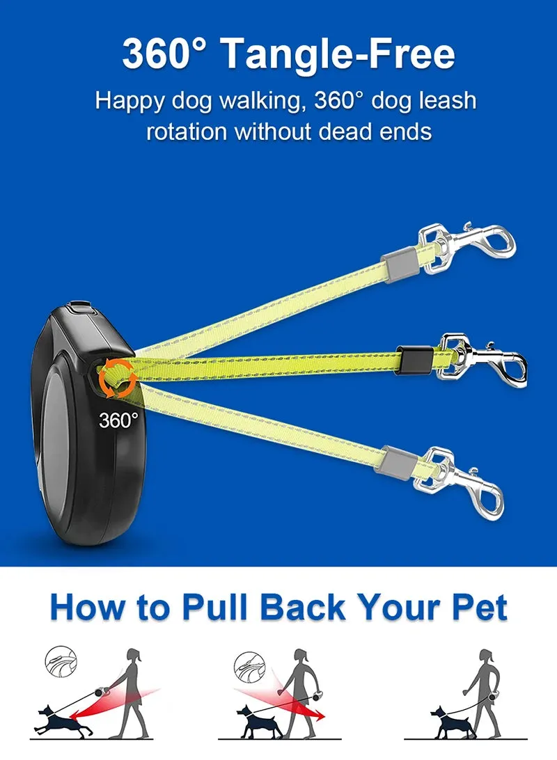 Retractable Dog Leash with Reflective Strip - 5m, for Dogs up to 20kg