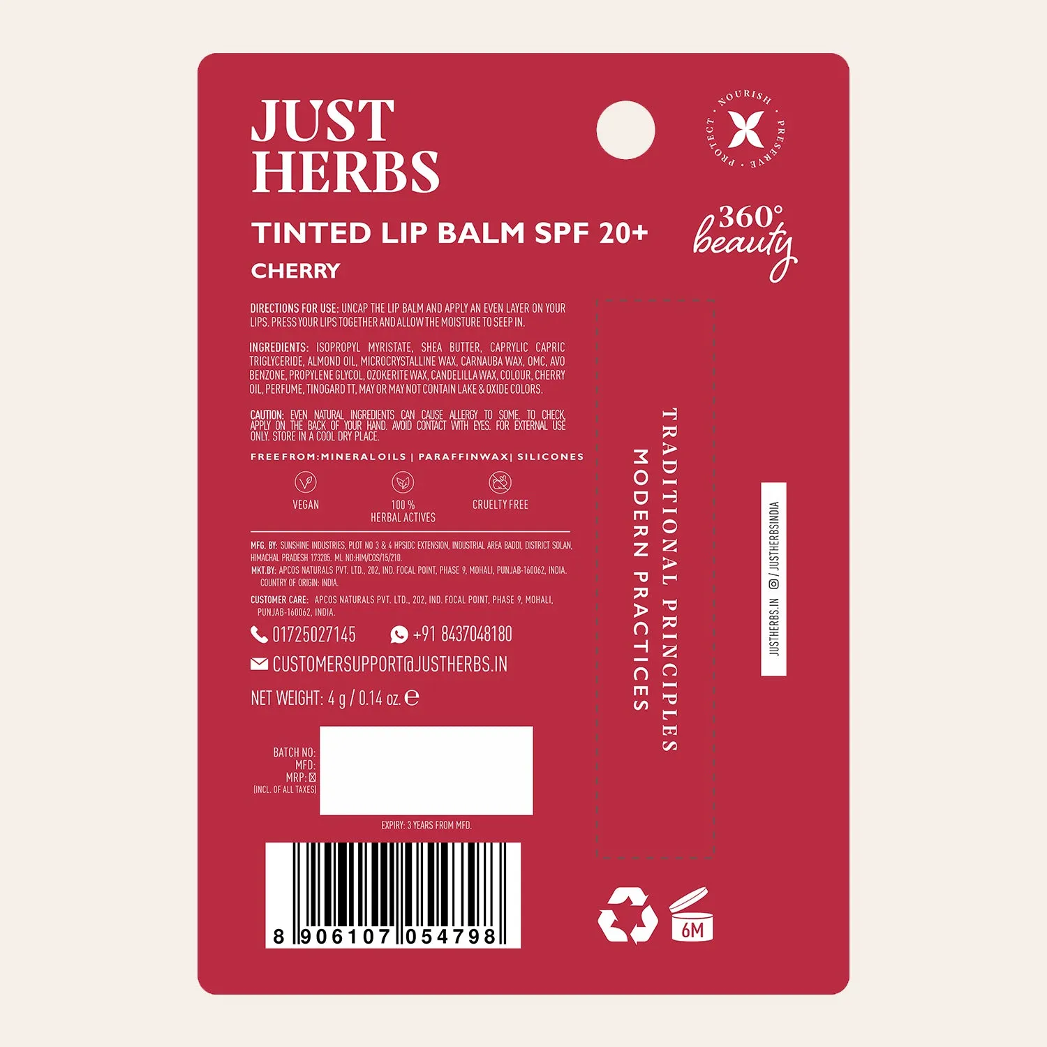 Tinted Lip Balms SPF 20  (Cherry)