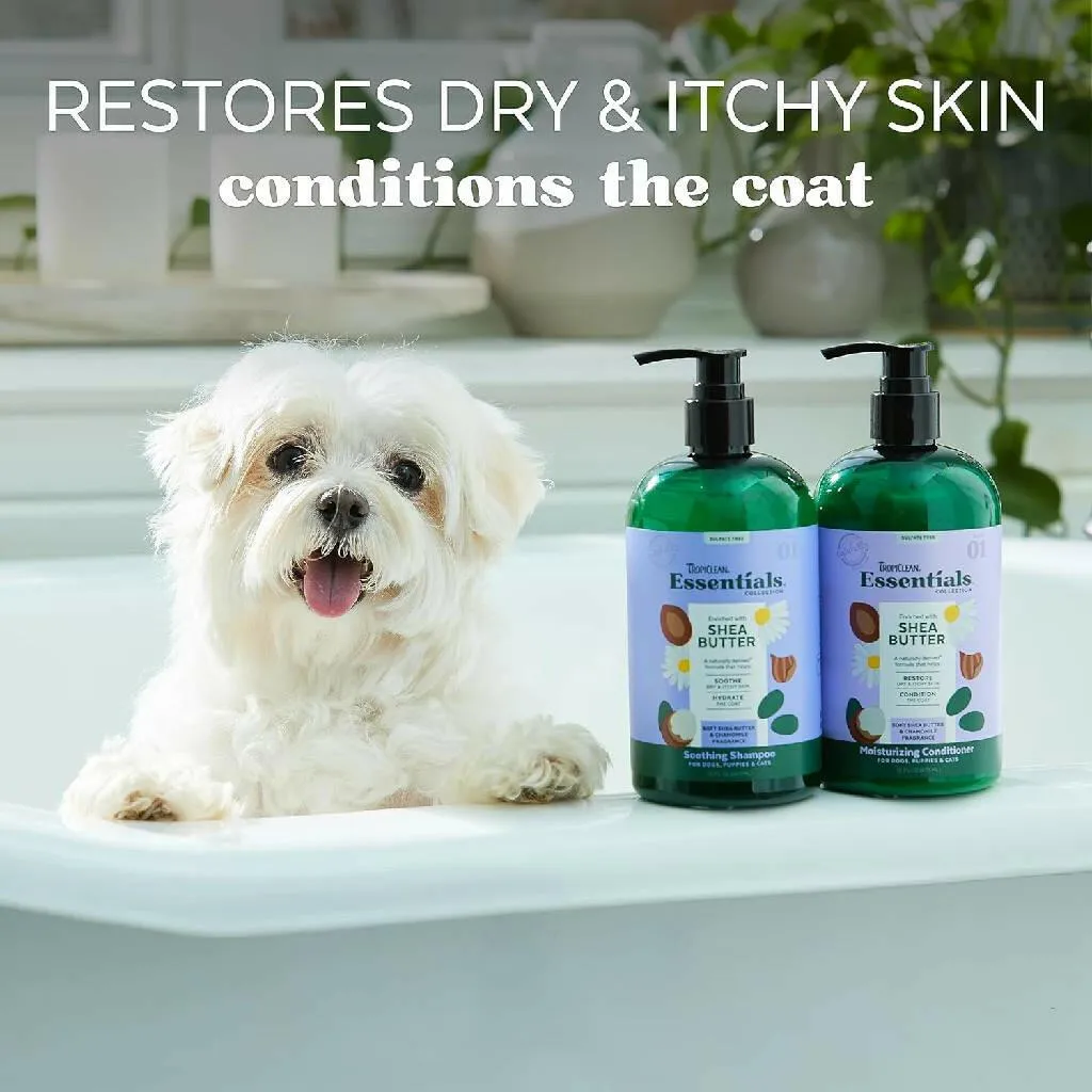 TropiClean Essentials Shea Butter Moisturizing Conditioner for Dogs, Puppies, and Cats (16 oz)