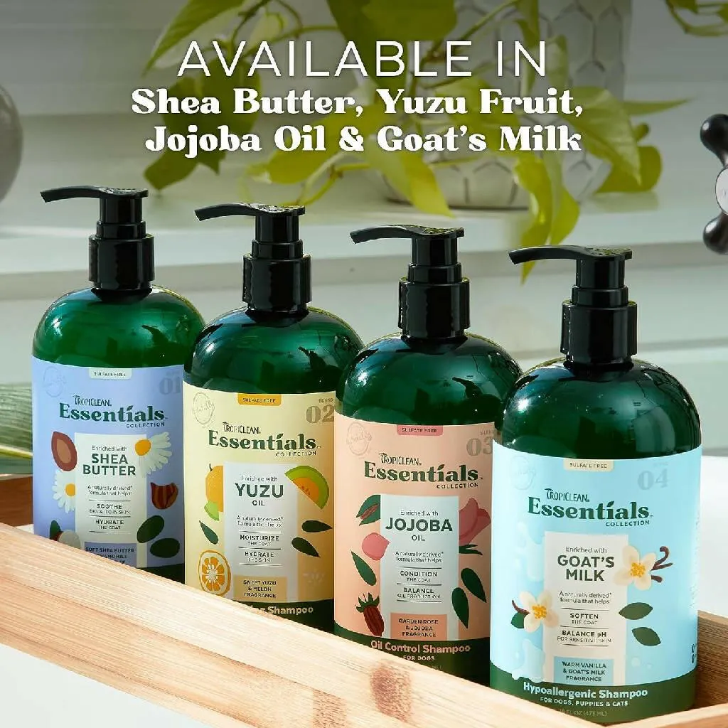 TropiClean Essentials Shea Butter Moisturizing Conditioner for Dogs, Puppies, and Cats (16 oz)