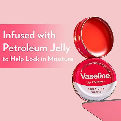 Vaseline Lip Tins Rosy Lips, 17 g | Provides Hydration, Sheer Pink Tint & Glossy Shine