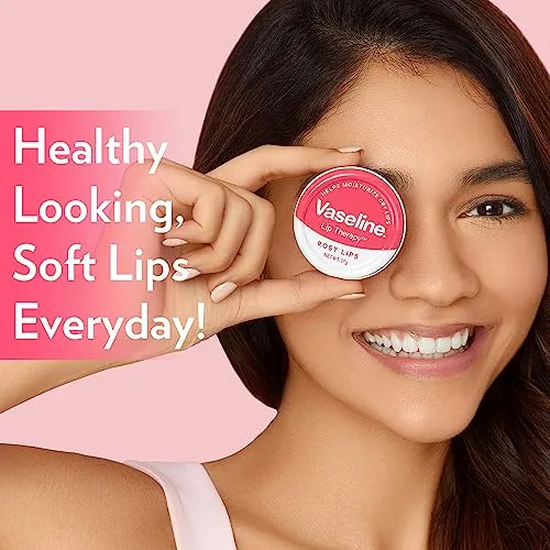 Vaseline Lip Tins Rosy Lips, 17 g | Provides Hydration, Sheer Pink Tint & Glossy Shine