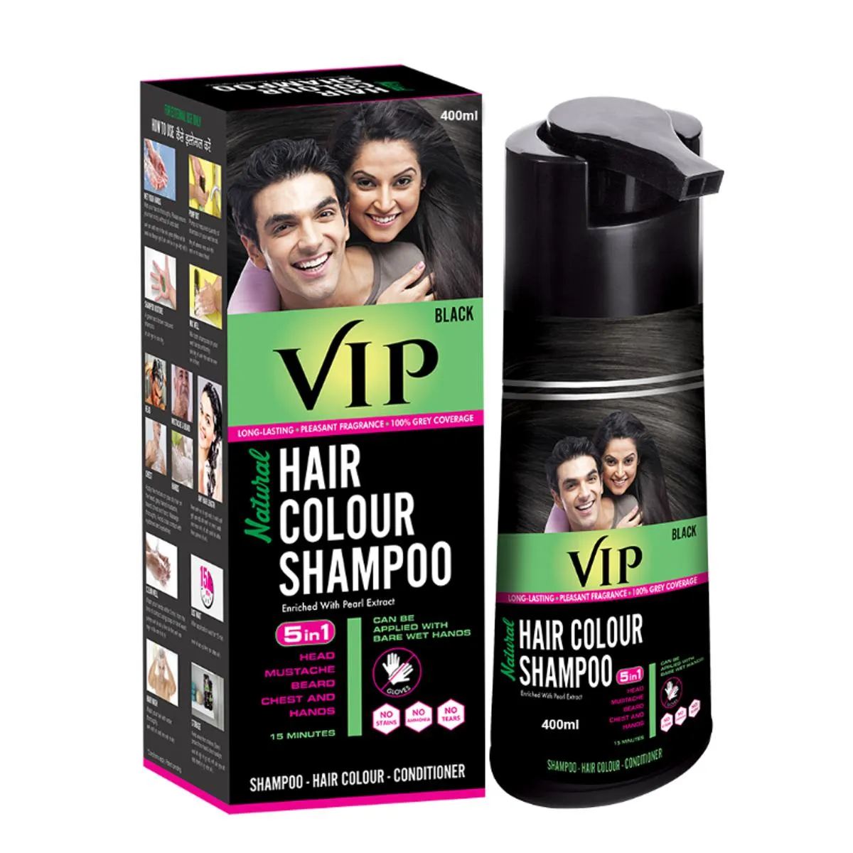 VIP HAIR COLOR SHAMPOO BLACK 200ML