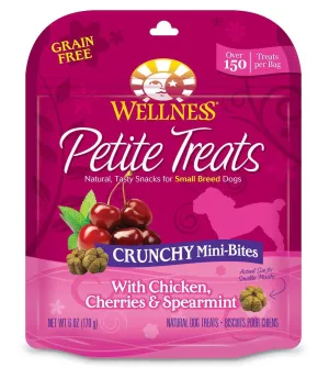 Wellness Grain-Free Petite Treats Crunchy Mini-Bites Chicken Cherries & Spearmint Dog Treats
